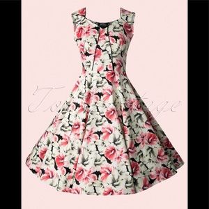 Hearts and Roses hibiscus print dress